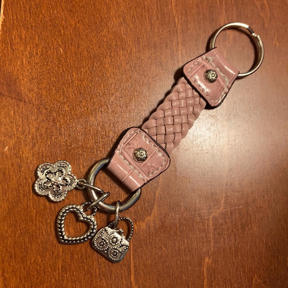 Charmed Pink Braided leather Keychain